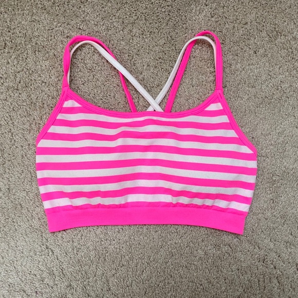 Fabletics Other - Pink & White Striped Sports Bra